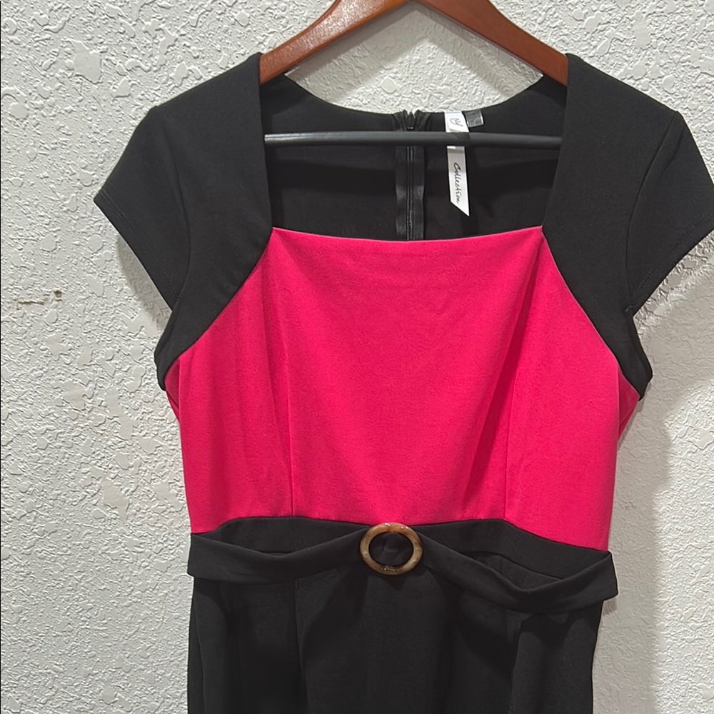 NY collection Elegant Pink and Black Dress size 8 GUC… - Picture 6 of 12